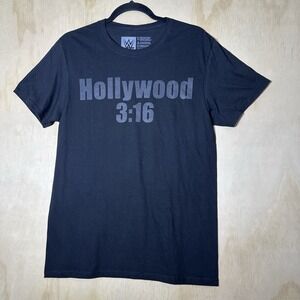WWE Hollywood 3:16 T-Shirt M Black 2023 Authentic Skull Back Graphic Wrestling